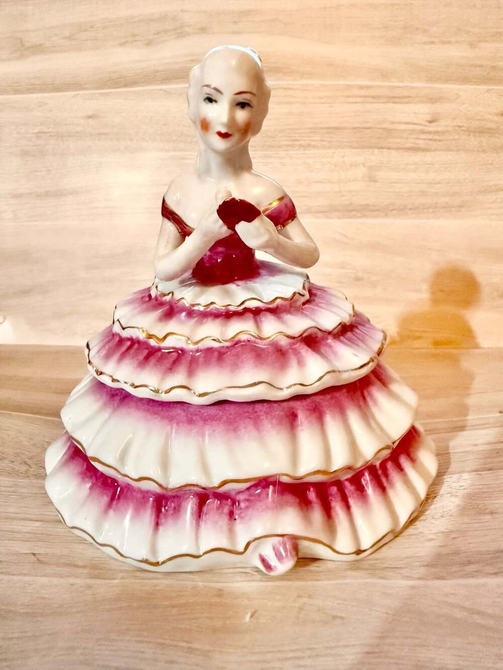 Min Century Victorian Woman Figurine Trinket Box by 1898 China Company